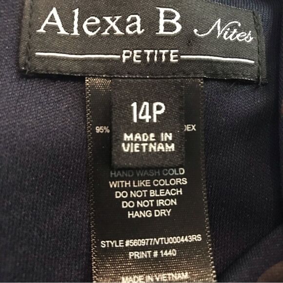 Alexa B Nites Dress Women’s Size 10P & 14P Blue Floral Cold Shoulder NWT - Picture 12 of 14